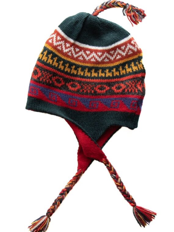 Chullo double layered Red & Green Hat