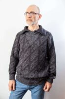 Wali Jacquard Gray Sweater with zipped collar