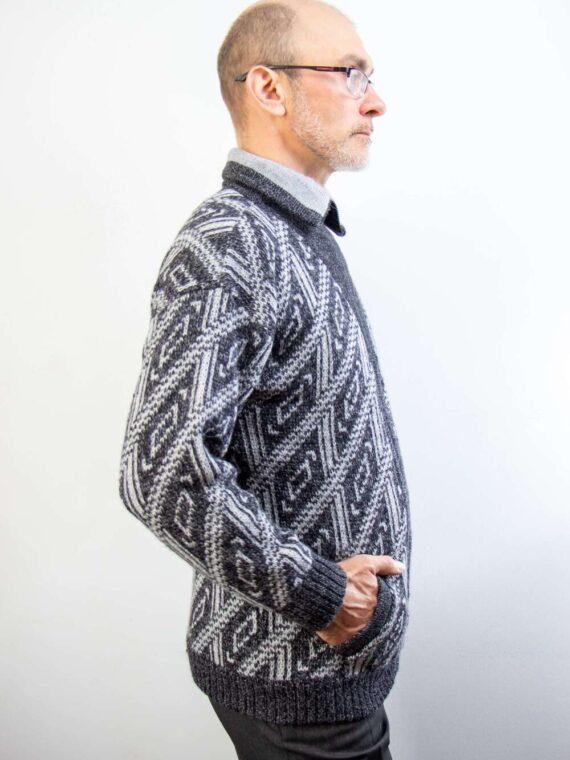 Jakita Jacquard Zipped Blouse Sweater