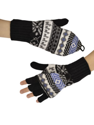 Alpaca Black Fingerless Gloves