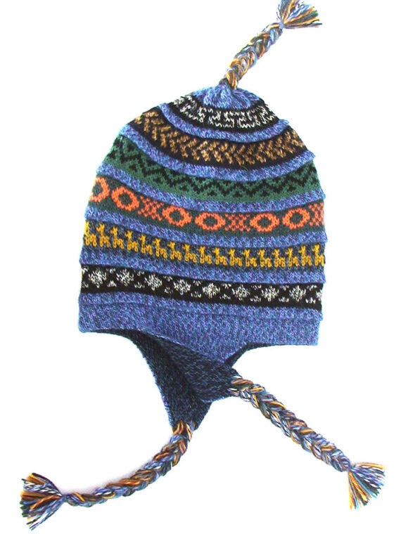 Chullo double layered Blue Green Hat