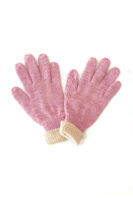 100% Baby Alpaca Wool Men’s Double Layered Pink/White Gloves