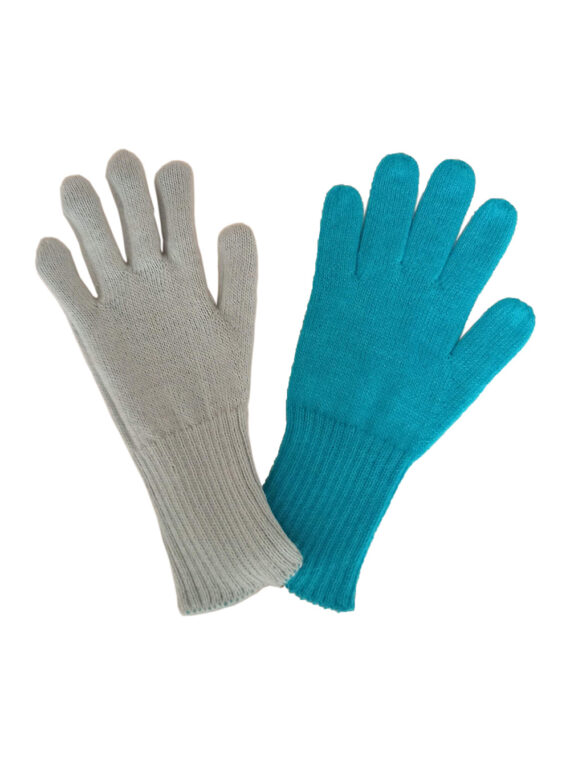 100% Baby Alpaca Wool Men’s Double Layered Sky Blue/White Gloves